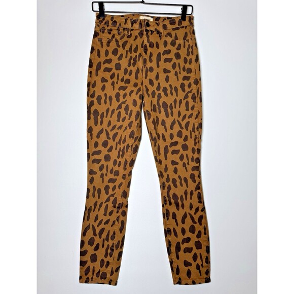 L'Agence Margot Jeans Women 28 Brown Animal Print Skinny Stretch Made in USA - Picture 1 of 11